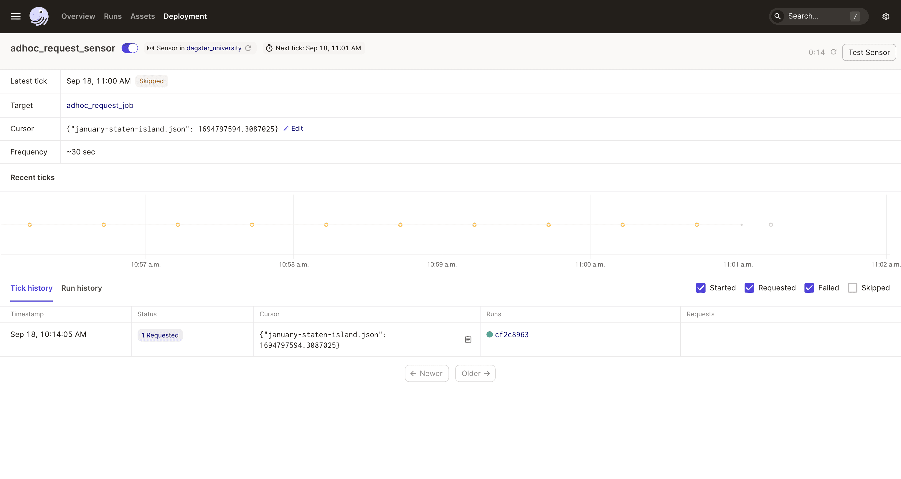 UI Sensor details page